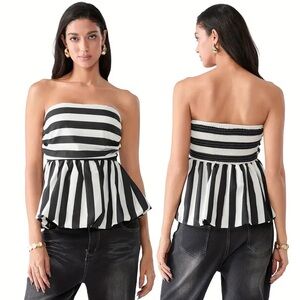 Misss Sparkling Black and White peplum Top